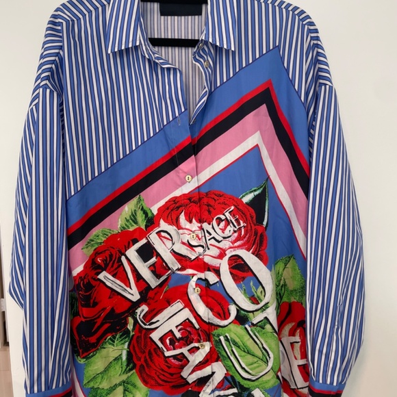 Versace Jeans Couture - Button-Front Striped Rose Shirt - Picture 3 of 14